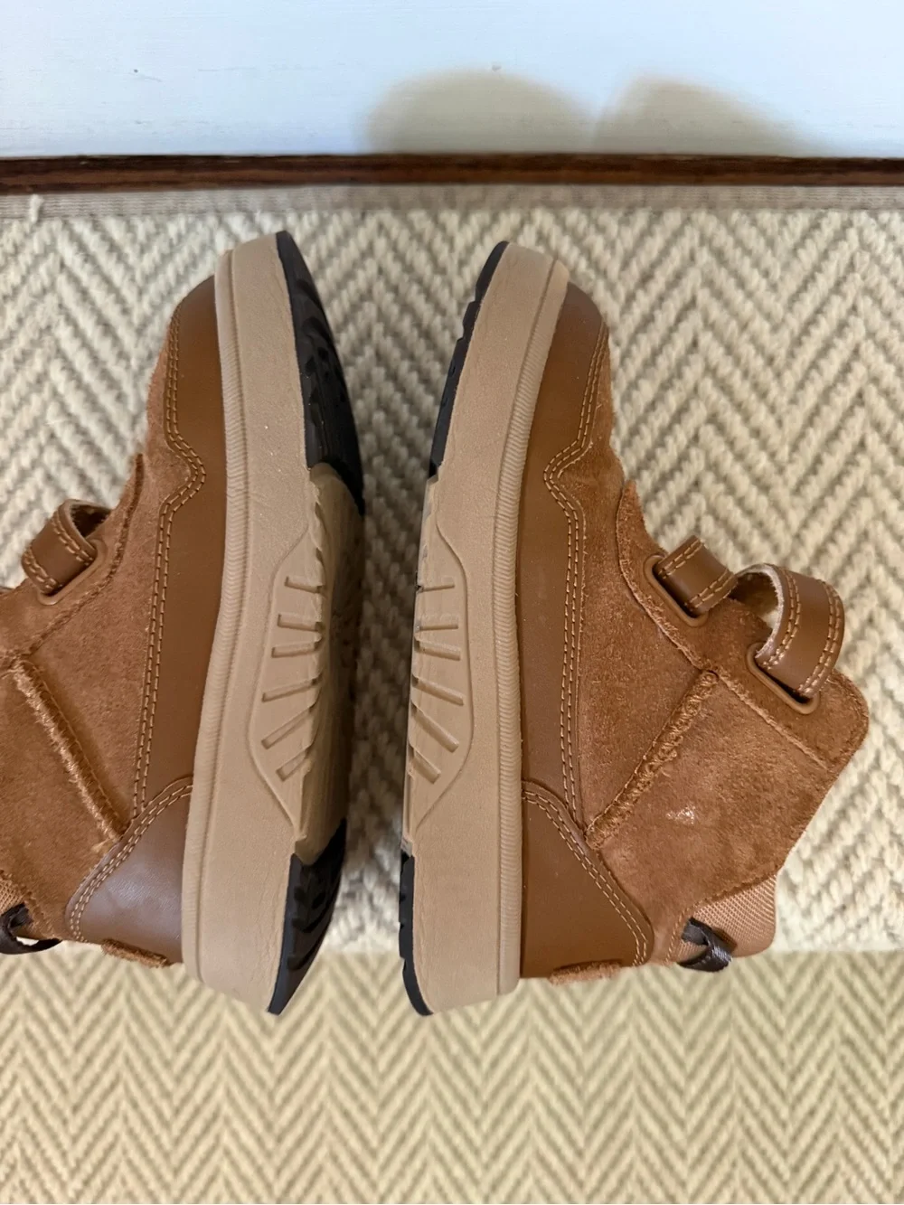 UGG Kids Tan Suede Velcro Strap Boots